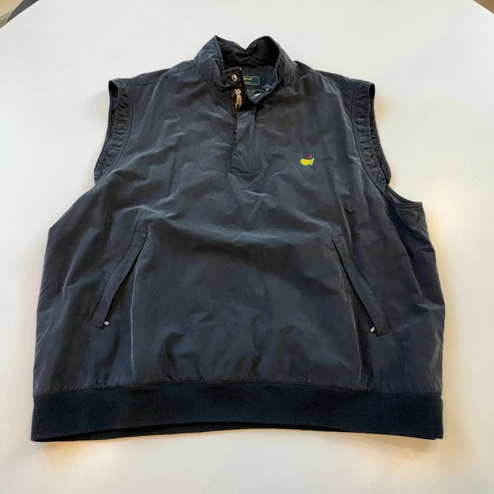 Bobby Jones Masters Logo Navy Water Resistant Silk Golf Vest Mens XXL